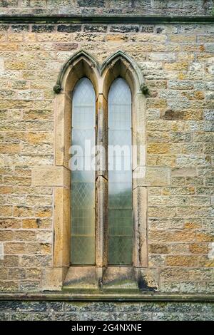 Lancet windows of Holy Trinity Church, Morecambe, Lancashire Stock Photo