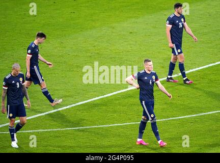 Scotland's Scott McTominay reacts after Croatia's Ivan Perisic scores their side's third goal of the game during the UEFA Euro 2020 Group D match at Hampden Park, Glasgow. Picture date: Tuesday June 22, 2021. Stock Photo