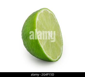 Half of lime isolated on white background. Citrus cut in half. Stock Photo