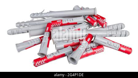 Rawlplugs, plastic wall anchors isolated on white background Stock ...
