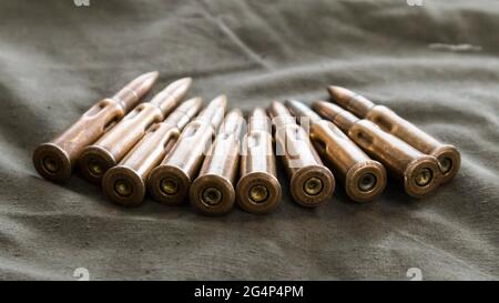 Moscow, Russia. 7th Feb, 2018. Rifle ammunition seen on the table during a sniper training class.Russian Guard special forces snipers train at a closed training center. Credit: Mihail Siergiejevicz/SOPA Images/ZUMA Wire/Alamy Live News Stock Photo