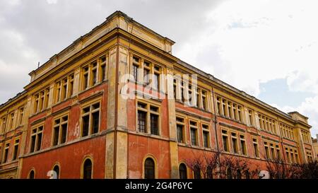 Rome, Testaccio neighborhood. Abandoned building, formerly an educational institution for several decades. Stock Photo