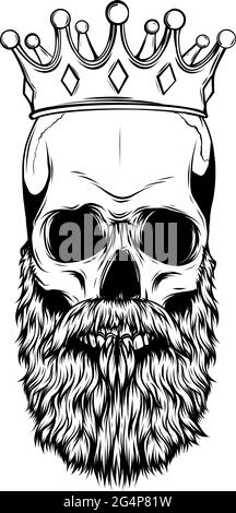 vector illustration of king skull with beard Stock Vector Image & Art -  Alamy