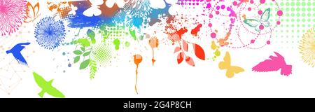 Multicolored floral abstraction background with blots. Vector illustration Stock Vector