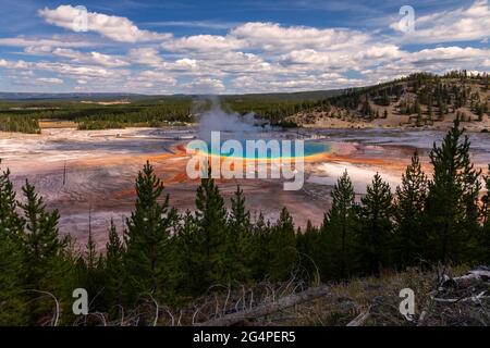 Grand Prismatic Spring in Midway Geyser Basin Yellowstone National Park, Wyoming