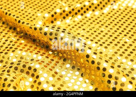 Texture of color sequin fabric, closeup Stock Photo