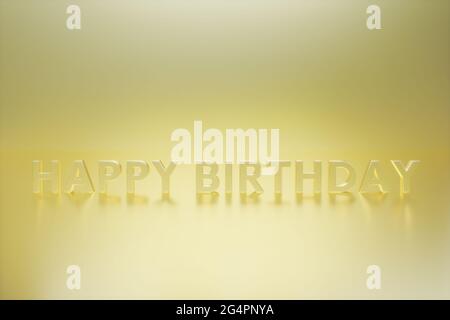 Happy birthday gold effect text . 3d illustration rendering . modern . simple . minimalist . gold . elegant . metallic . for business ,event , holiday Stock Photo