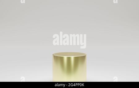 Gold podium minimalist with grey background . 3d illustration rendering . design element for product , business , event , holiday and etc . metal Stock Photo
