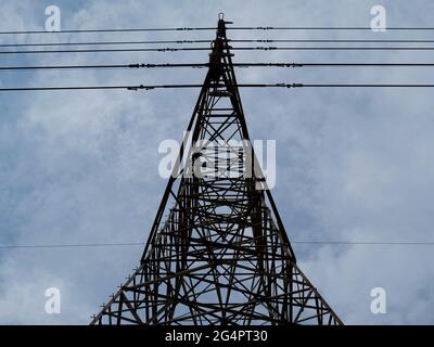 Tower isolate on sky backdrop industrial electric presentation Stock Photo