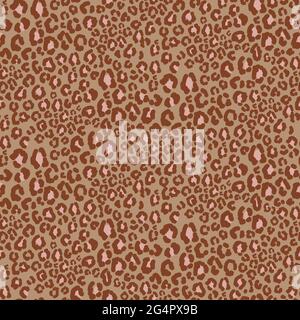 Seamless pattern with cheetah animal print. Leopard wild cat brown spots skin print Stock Vector