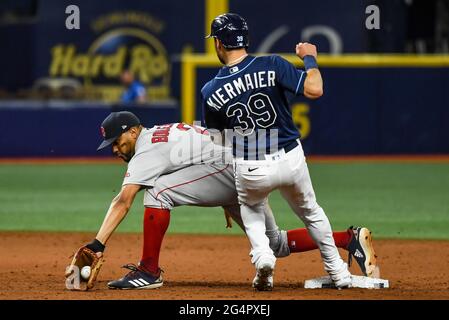 This is a 2020 photo of Kevin Kiermaier of the Tampa Rays baseball team.  This image reflects the 2020 active roster as of Feb. 17, 2020 when this  image was taken. (AP