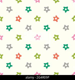 Star background pattern. Fun bright vector seamless repeat design of hand drawn stars. Design resource. Stock Vector
