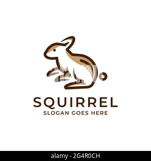cute squirrel animal logo design vector, best for pet or animal logo inspiration Stock Vector