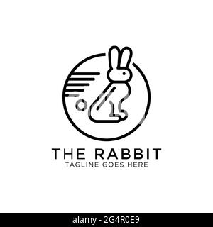 cute rabbit line art logo design vector, best for pet or animal logo inspirations Stock Vector