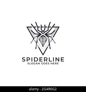 spider line art logo design vector, best for pet or animal logo inspirations Stock Vector