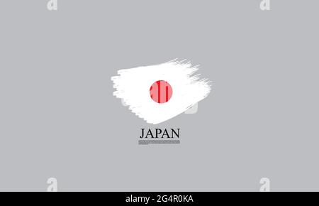 Japan brushes flag vector logo design Stock Vector