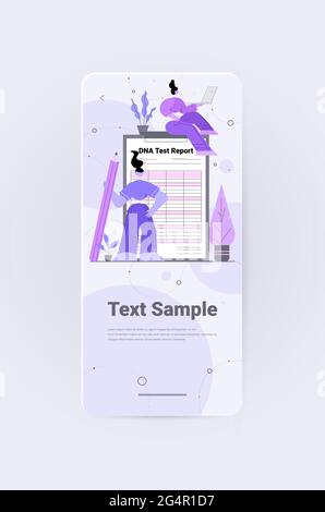 DNA test report researchers making experiment in lab DNA testing genetic diagnosis concept Stock Vector