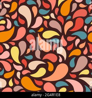 Muted multicolored scattered paisleys shapes of various sizes for a classic retro look introduces subtle hints of the past. For web or paper surfaces. Stock Vector