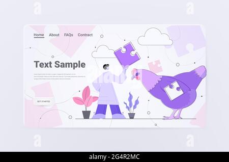 scientist working with DNA of chicken researcher making experiment in lab genetically modified animals concept Stock Vector