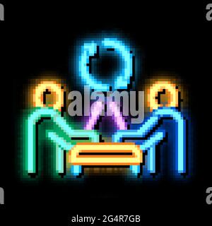 exchange of computer experience neon glow icon illustration Stock Vector