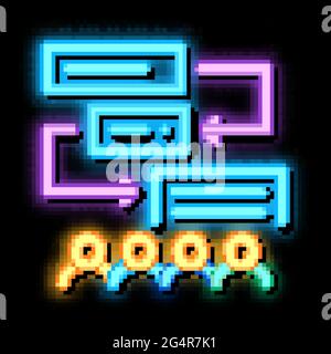 replacement components of algorithm neon glow icon illustration Stock Vector