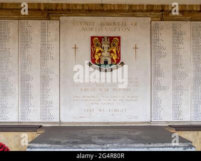 Roll of Honour for those that fell in the Great War 1914-1918, Garden of Remembrance, Abington Square, Northampton, UK Stock Photo