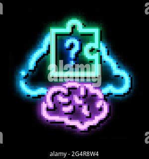 brain puzzle neon glow icon illustration Stock Vector
