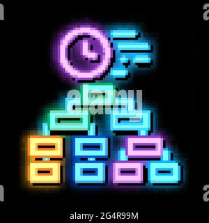time algorithm neon glow icon illustration Stock Vector