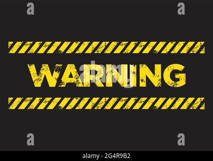Warning danger sign. Broken yellow font text. Concept of hazard danger. Vector illustration in flat minimalism style. Stock Vector