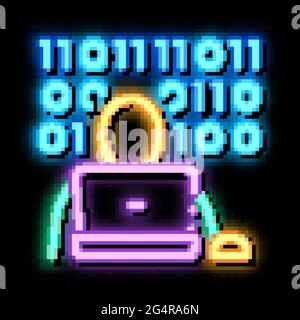 binary code neon glow icon illustration Stock Vector