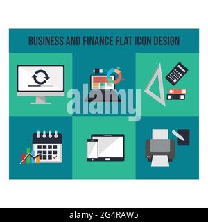 Business and finance flat icons concept. Business infographics template design. Vector Business finance. Web infographic design icons Stock Vector