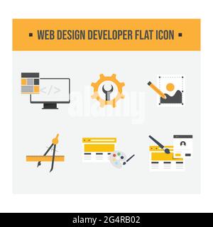 Web development flat icons vector image. Web development vector flat icon concept symbols for web infographic design Stock Vector