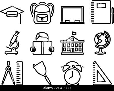 Education Icon Set. Bold outline design with editable stroke width ...