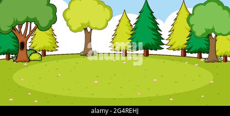 Blank landscape garden scene with many trees illustration Stock Vector ...