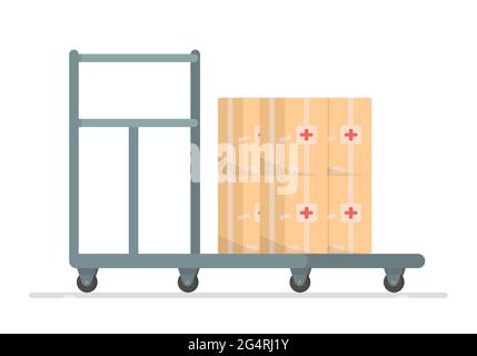 Trolley for transporting heavy items. Vector flat style illustration. Stock Vector