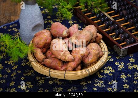 A knot in sweet potato Stock Photo