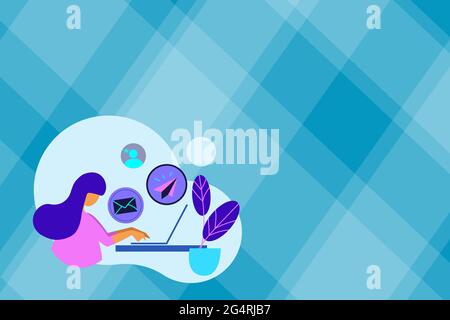 Abstract Internet Browsing Sending Emails Remote Online Work Concept Bulletin Board Designs World Wide Connection Global Communication Connectivity Stock Vector