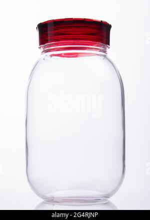 Front View of Glass Jar with Lid Isolated on White Background Stock Photo