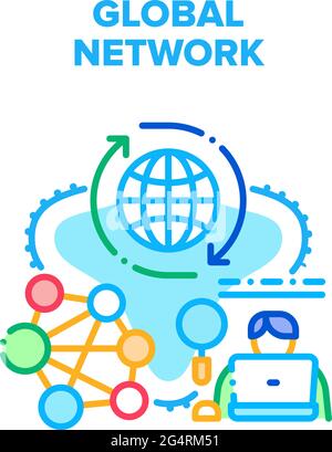 Global Network Vector Concept Color Illustration Stock Vector
