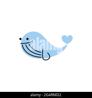 Whale. Vector logo in bold line style Stock Vector