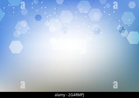 Hexagonal abstract background. Big Data Visualization. Global network connection. Medical, technology, science background. Vector illustration. Stock Vector