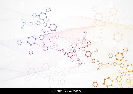 Science network pattern, connecting lines and dots. Technology hexagons structure or molecular connect elements Stock Vector