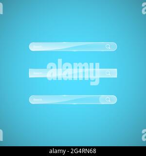 Search bar template. Vector web search illustration. Transparent glass search bar Stock Vector