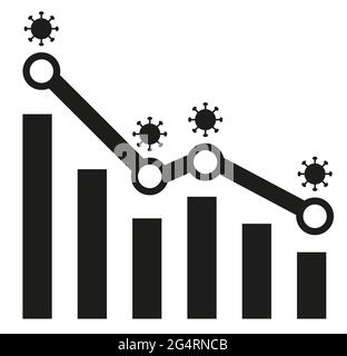 Graph with covid decrease report. Diagram with coronavirus recession and bankruptcy progress. Vector illustration Stock Vector