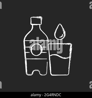 Water chalk white icon on dark background Stock Vector