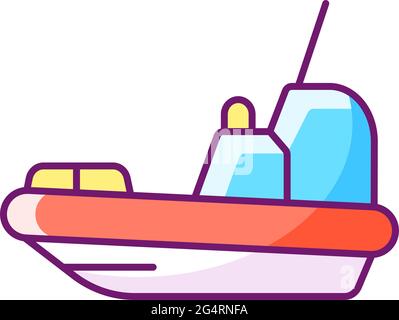 Rescue boat RGB color icon Stock Vector