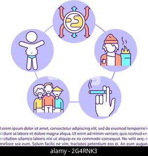 People at risk concept line icons with text Stock Vector