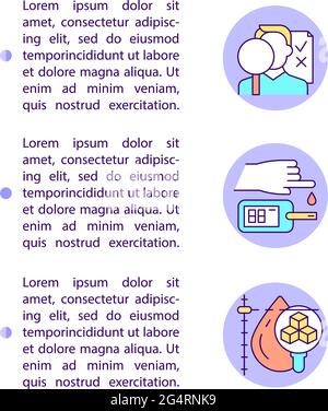 Diagnosing diabetes concept line icons with text Stock Vector
