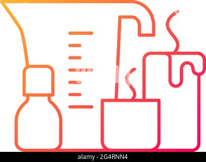 Candle making gradient linear vector icon. Melting wax. Fragrance oils. Homemade scented candle. Home business. Thin line color symbols. Modern style Stock Vector