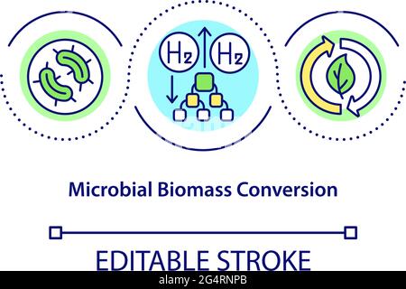 Microbial biomass conversion concept icon Stock Vector